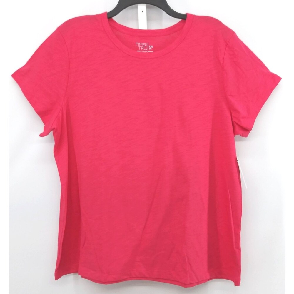 Time and Tru Shirt Women Plus Size 2XL Pink Short Sleeve Round Neck Top NWT
